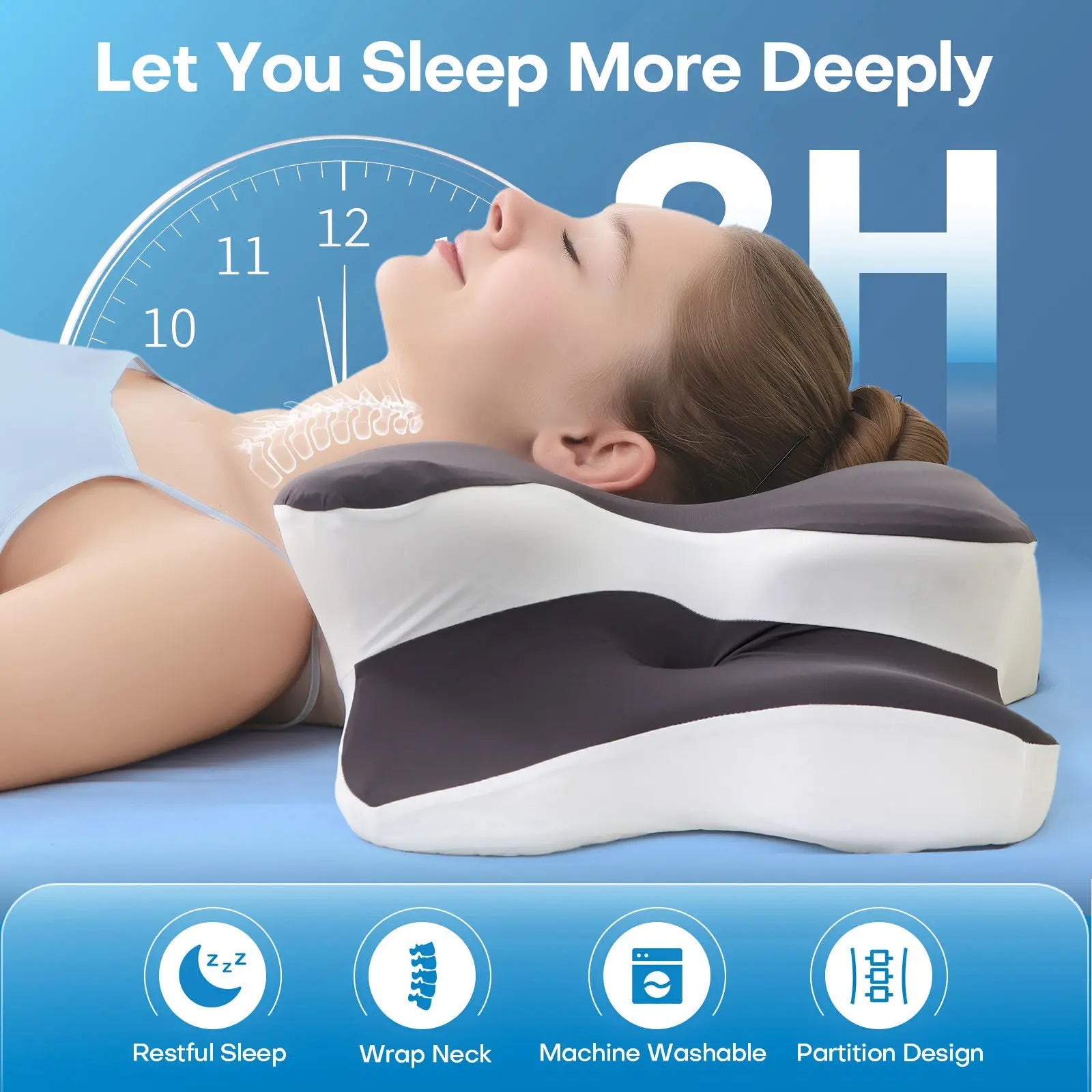 Ultimate Comfort Double-Sided Neck Pillow - Supportive Memory Foam with Cooling Cover & Extra-Large Armrest for All Sleep Positions