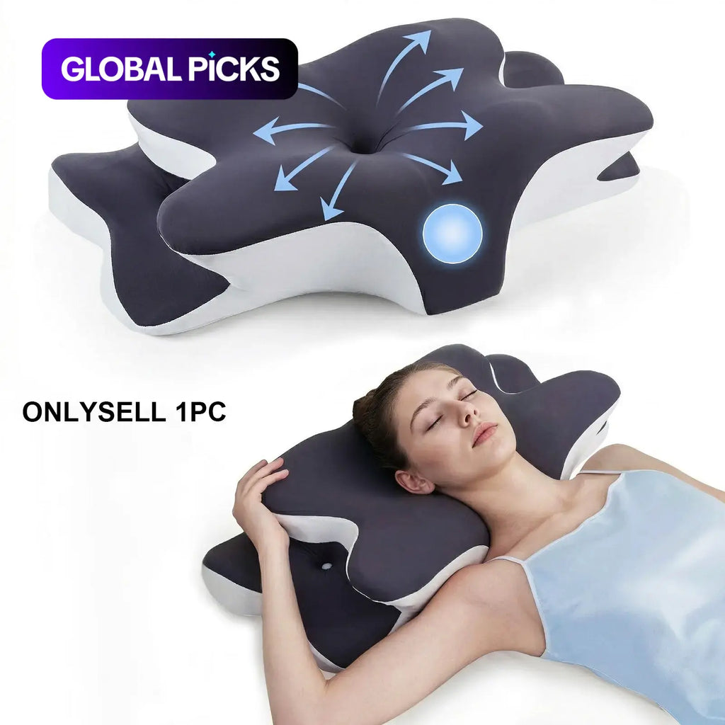 Ultimate Comfort Double-Sided Neck Pillow - Supportive Memory Foam with Cooling Cover & Extra-Large Armrest for All Sleep Positions