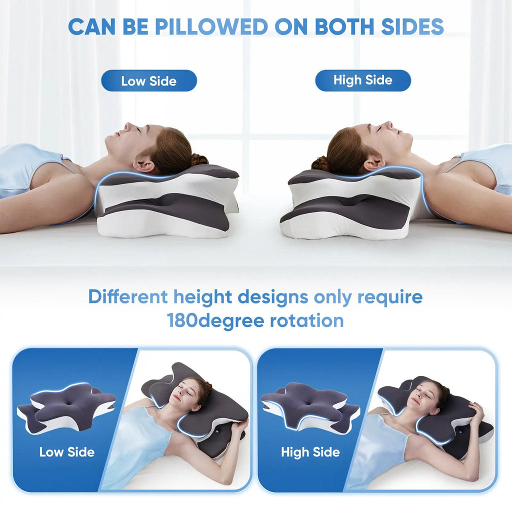 Ultimate Comfort Double-Sided Neck Pillow - Supportive Memory Foam with Cooling Cover & Extra-Large Armrest for All Sleep Positions